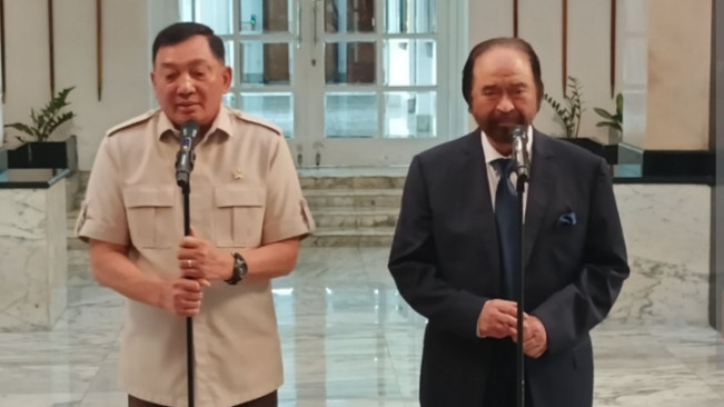 Menteri Pertahanan (Menhan) Sjafrie Sjamsoeddin dan Ketum Partai NasDem Surya Paloh. [Instagram]